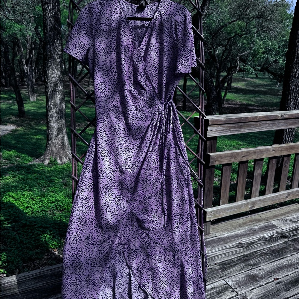 Pink Printed Wrap-Style Women's Dress